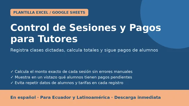Control de Sesiones y Pagos para Tutores